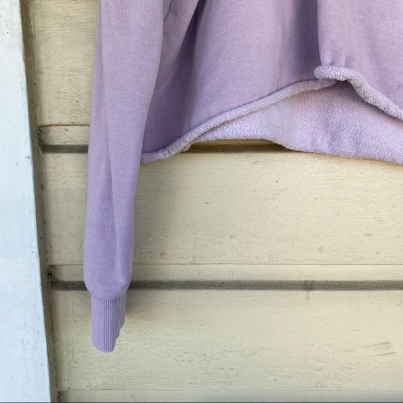 Lavender Cutoff Hoodie Sweatshirt, raw hem - Picture 3 of 4